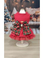 CÓD N238 - VESTIDO ROMANTIC VERMELHO/XADREZ