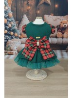 CÓD N239 - VESTIDO ROMANTIC VERDE/XADREZ