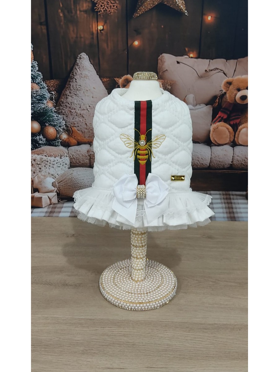 CÓD N243 - PEITORAL ROMANTIC BRANCO VERDE/VERMELHO/VERDE FÊMEA