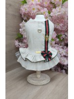 CÓD 1175 - VESTIDO LINHO VERDE/VERMELHO/VERDE
