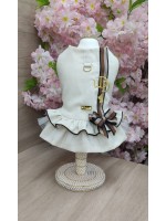 CÓD 1176 - VESTIDO LINHO MARROM/BEGE