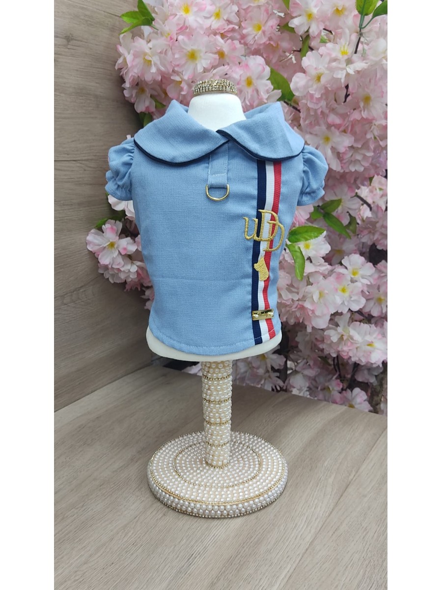 CÓD 1183 - BLUSA LINHO AZUL