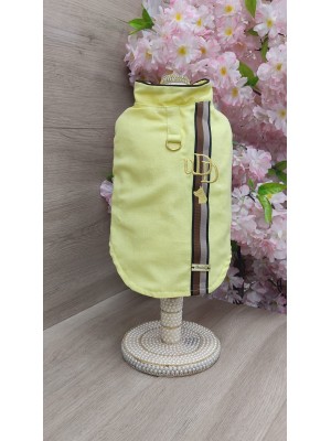 CÓD 1188 - CAMISA LINHO AMARELA MARROM/BEGE