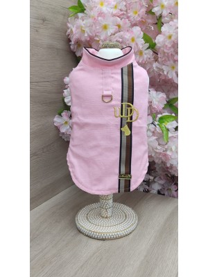 CÓD 1189 - CAMISA LINHO ROSA MARROM/BEGE
