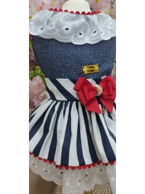 CÓD 1203 - VESTIDO NAVY AZUL LISTRA