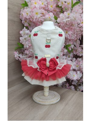 CÓD 1205 - VESTIDO LINHO/CEREJINHA