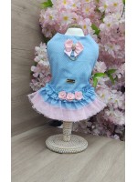 CÓD 1210 - VESTIDO FLOWERS/POÁ AZUL