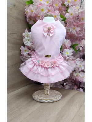 CÓD 1212 - VESTIDO FLOWERS/POÁ ROSA
