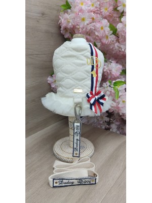 CÓD 1215 - PEITORAL LINHO AZUL/BRANCO/VERMELHO FÊMEA