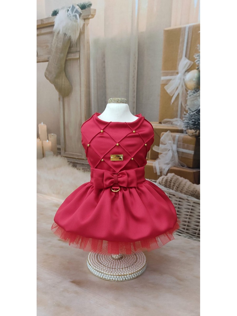 CÓD N160 - VESTIDO ENCANTO VERMELHO/NERVURAS