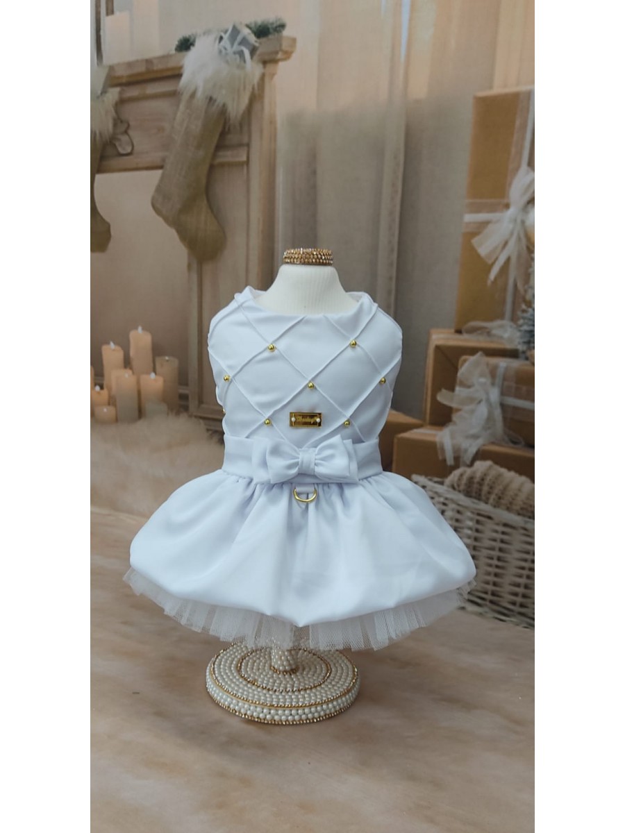 CÓD N162 - VESTIDO ENCANTO BRANCO/NERVURAS