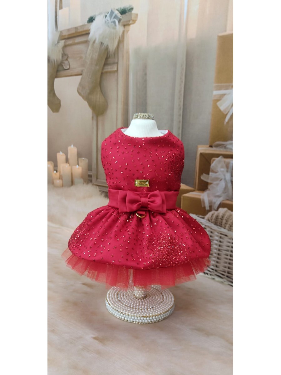CÓD N166 - VESTIDO ENCANTO VERMELHO/GLITTER