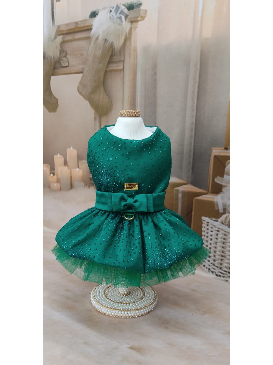 CÓD N167 - VESTIDO ENCANTO VERDE/GLITTER