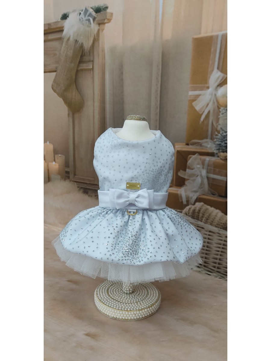 CÓD N168 - VESTIDO ENCANTO BRANCO/GLITTER