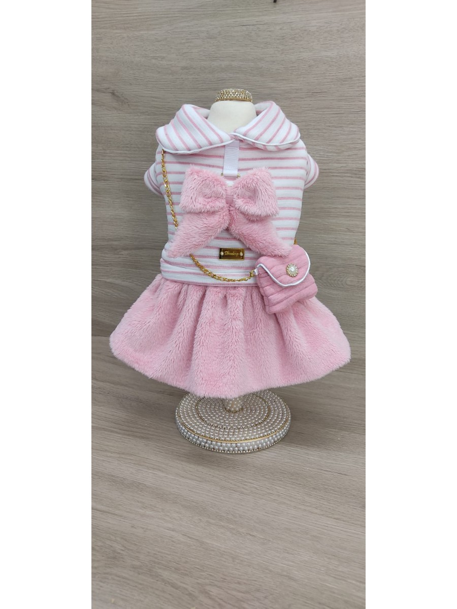 CÓD 1122 - VESTIDO BOLSA CORAÇÕES ROSA