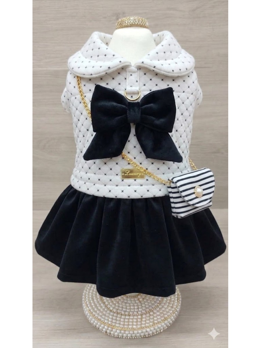 CÓD 1123 - VESTIDO BOLSA CORAÇÕES PRETO