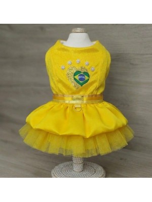 CÓD BR010 - VESTIDO AMARELO BRASIL