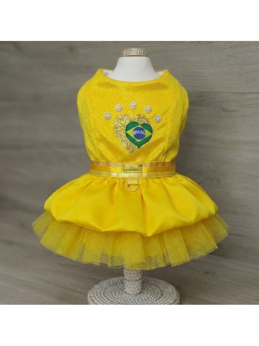 CÓD BR010 - VESTIDO AMARELO BRASIL