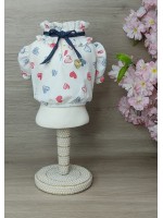 CÓD 1081 - BLUSA LOVE OFF CORAÇÕES VERMELHO/AZUL