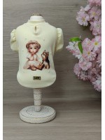 CÓD 1093 - BABY LOOK VINTAGE AMARELA BEBÊ