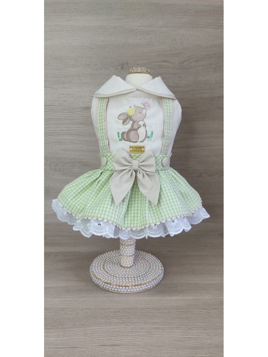 CÓD P022 - VESTIDO/JARDINEIRA XADREZ VERDE