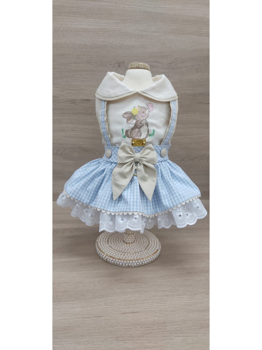 CÓD P023 - VESTIDO/JARDINEIRA XADREZ AZUL