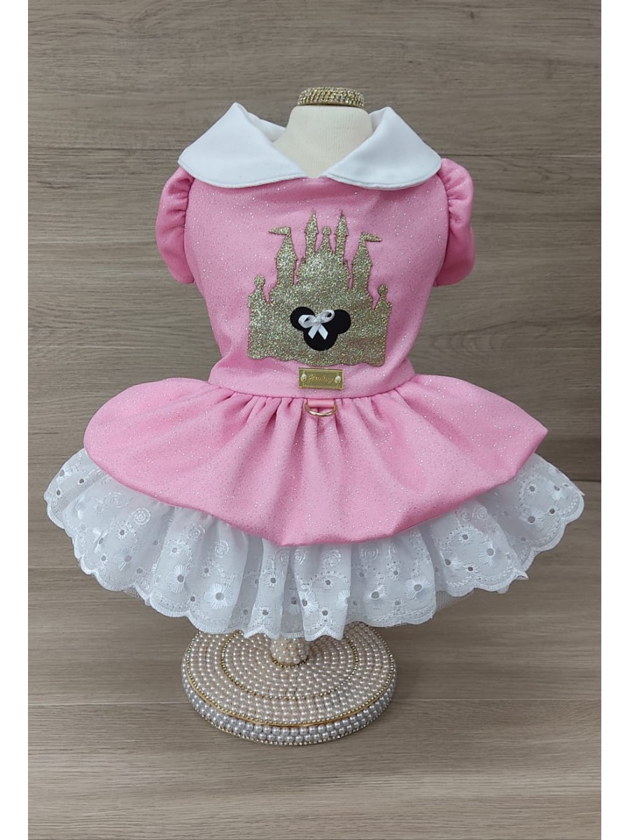 CÓD F110 - VESTIDO ROSA CASTELO