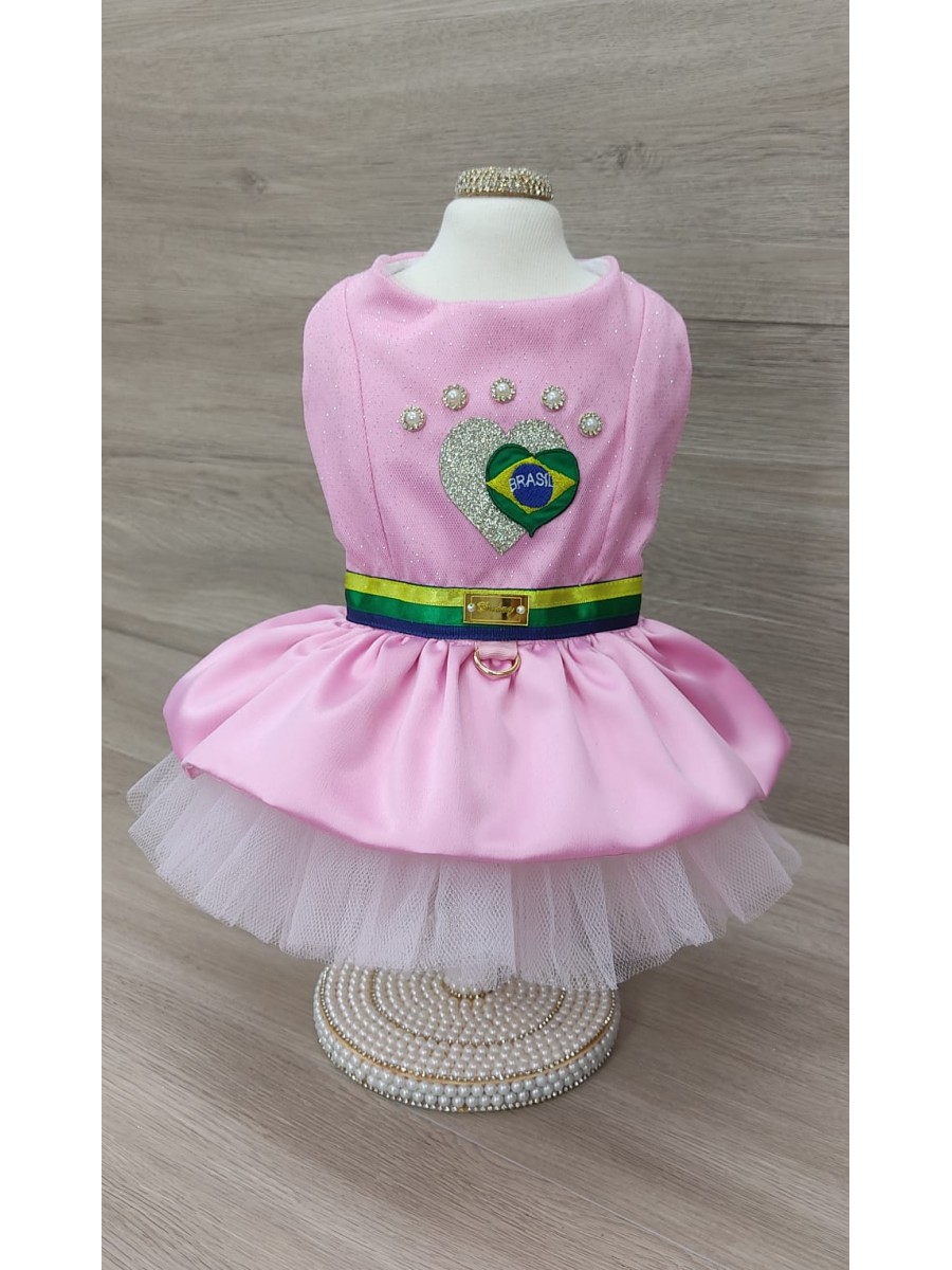 CÓD BR012 - VESTIDO ROSA BRASIL
