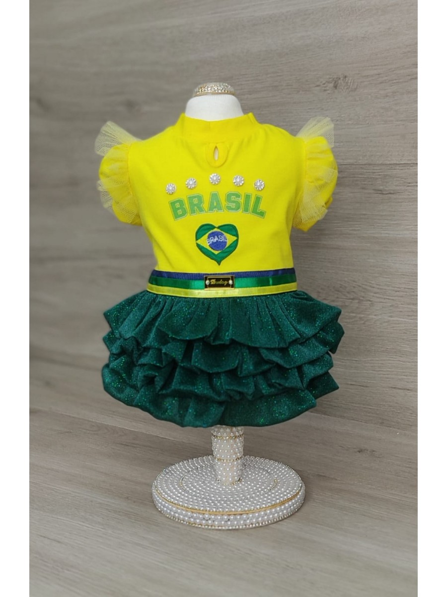 CÓD BR015 - VESTIDO TUTU AMARELO/VERDE