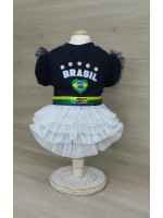 CÓD BR017 - VESTIDO TUTU AZUL/BRANCO