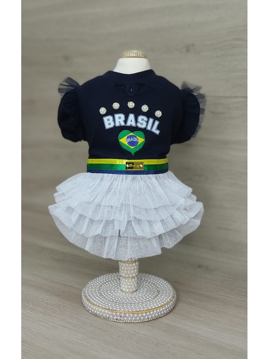 CÓD BR017 - VESTIDO TUTU AZUL/BRANCO