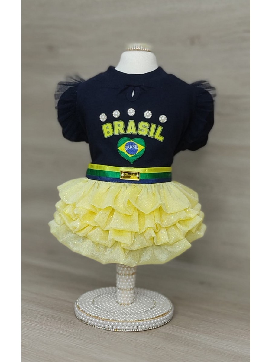 CÓD BR018 - VESTIDO TUTU AZUL/AMARELO