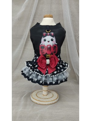 CÓD F085 - VESTIDO BOO/CAVEIRINHA