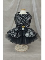CÓD F087 - VESTIDO ARANHA/PRETO E PRATA