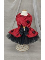 CÓD F088 - VESTIDO ARANHA/PRETO E VERMELHO
