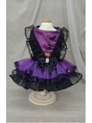 CÓD F092 - VESTIDO BRUXINHA/PRETO E ROXO