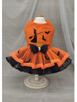 CÓD F093 - VESTIDO BRUXINHA LARANJA/SILHUETA 