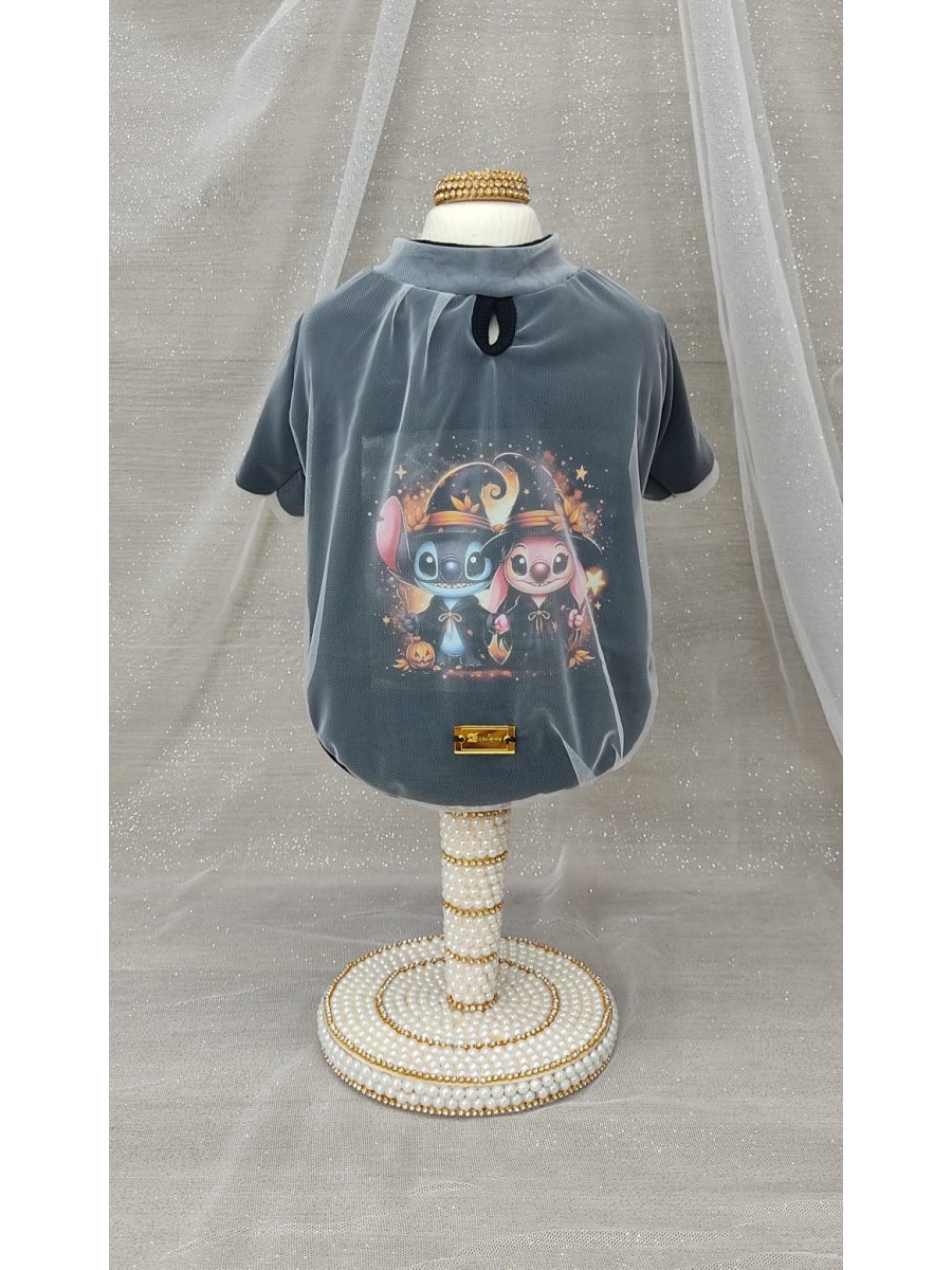 CÓD F106 - T-SHIRT STITCH BRUXINHO PRETA