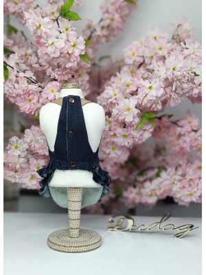 CÓD 0972 - VESTIDO JEANS BABADOS