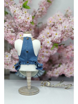 CÓD 0973 - VESTIDO JEANS DELAVÊ BABADOS