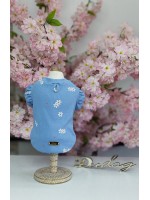 CÓD 0985 - BABY LOOK AZUL FLORAL