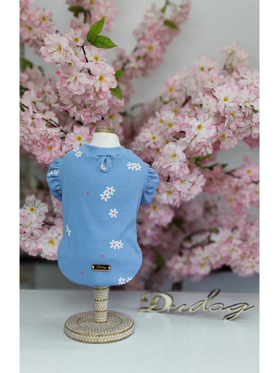 CÓD 0985 - BABY LOOK AZUL FLORAL