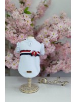 CÓD 0993 - BABY LOOK BRANCA/AZUL E VERMELHA