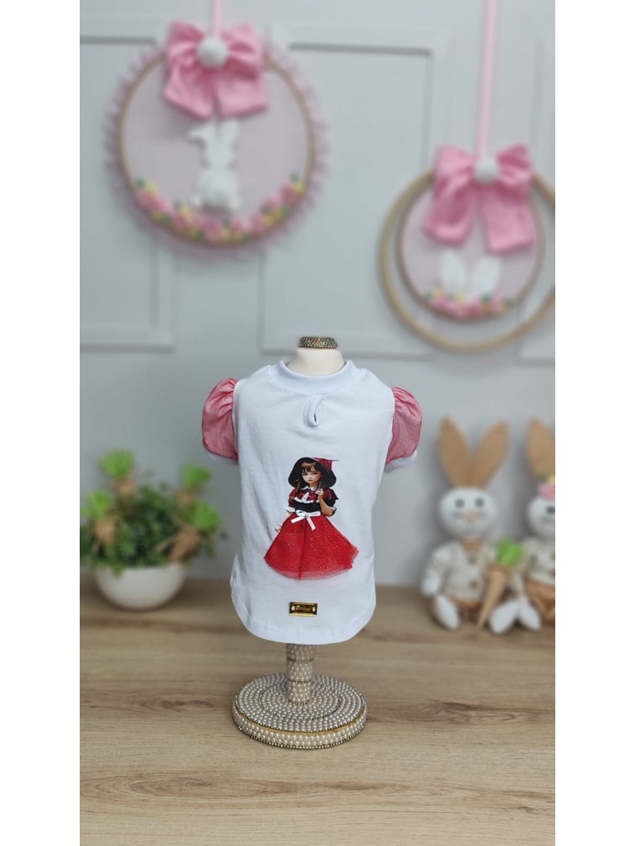 CÓD F054 - BABY LOOK CHAPEUZINHO VERMELHO/BRANCA