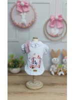 CÓD F060 - BABY LOOK STITCH BRANCA/ROSA