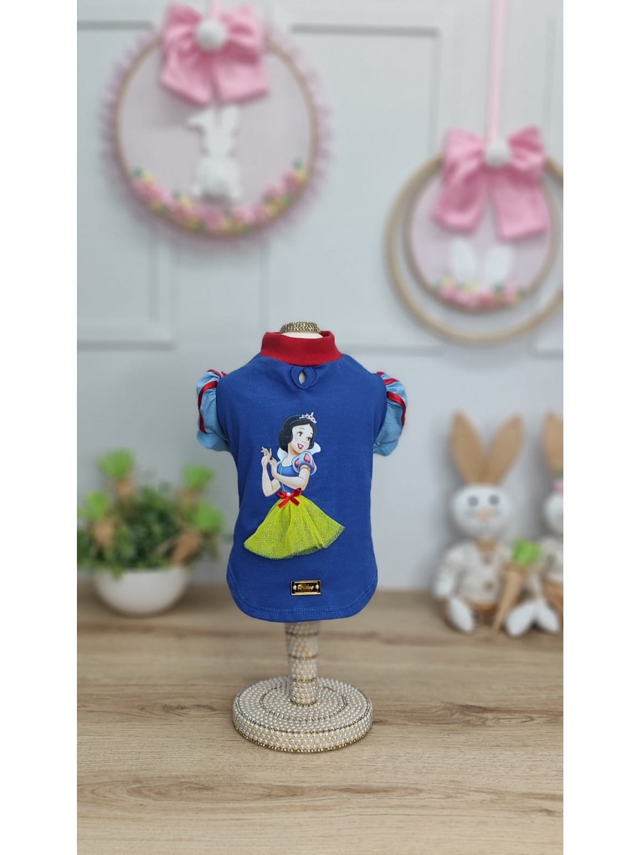 CÓD F062 - BABY LOOK BRANCA DE NEVE/AZUL