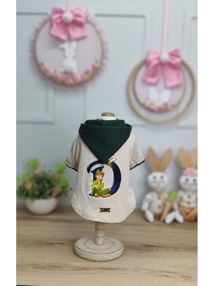 CÓD F063 - T-SHIRT PETER PAN CAMEL/VERDE