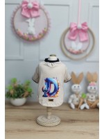 CÓD F067 - T-SHIRT STITCH CAMEL/MARINHO