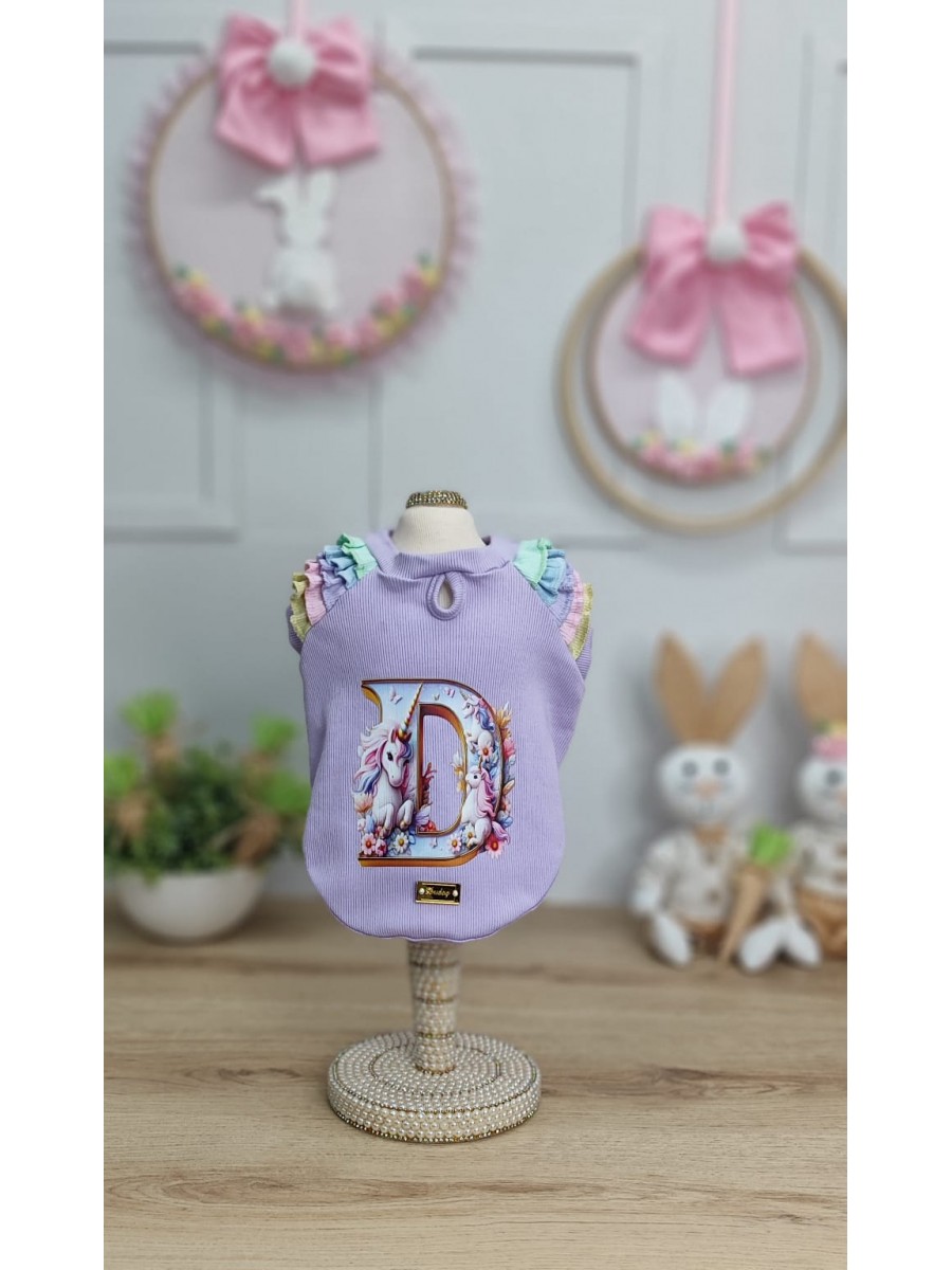 CÓD F070 - BABY LOOK UNICORNIO LILÁS