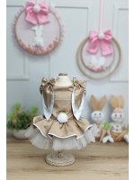 CÓD F074 - VESTIDO PÁSCOA ORELHUDO CAMEL